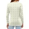 Women's Fashion Hem Slit Casual Floral Print Round Neck Long Sleeve Top
