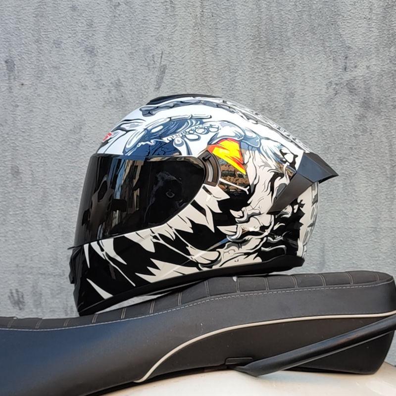 Motorcycle Helmet Men and Women Double Lens Party Sports Car Helmet New National Standard Four Seasons Personalized Bluetooth