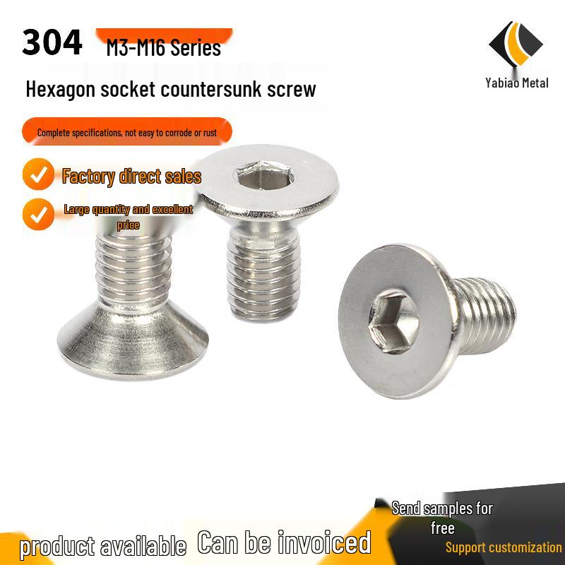 304 Stainless Steel Hex Socket Countersunk Head Screws M8-M16