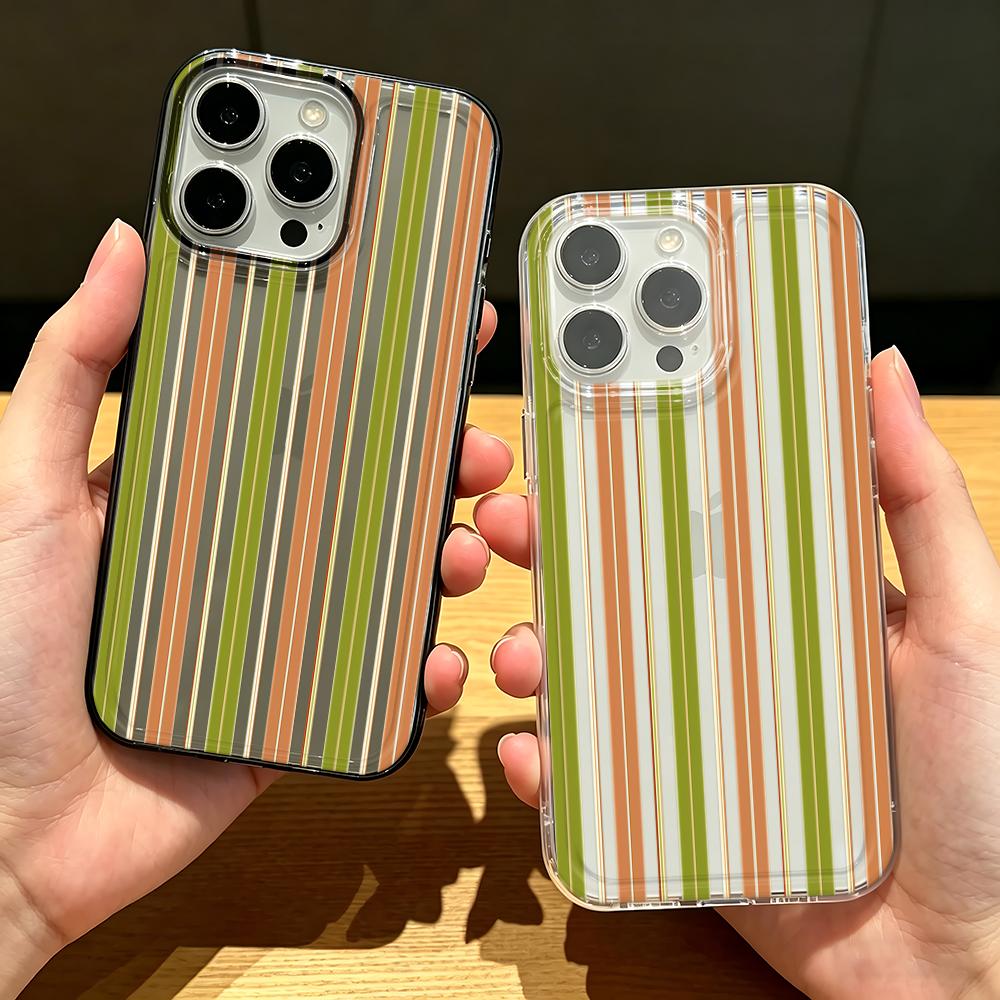 American Retro Color Strips Phone Case For Iphone 17 Air 16 15 14 Pro 13 12 11 Pro Max 16 Plus Shockproof Silicone Cover