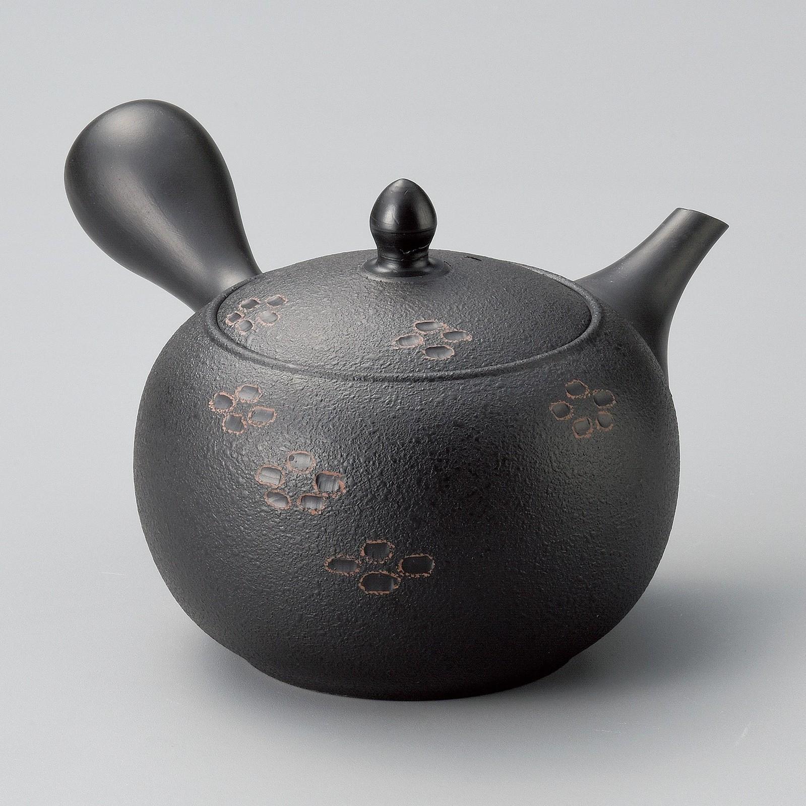 

Tokoname Kyusu Teapot 440ml Shunjuu Hanamon Made in Japan M чорний