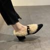 Coarse heel outer wear daily Mao Mao shoes small fragrant style versatile Korean version of the year pointed single shoes one pedal new