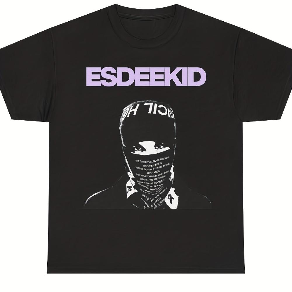 

EsDeeKid UK Рэпер Графическая Футболка Уличный Стиль Футболка с Фиолетовым Логотипом Принт Маски Рубашка с Коротким Рукавом для Мужчин Женщин Повседневная Мода... S разноцветный