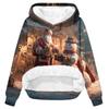 Women's Casual Fashion Plus Velvet Thickened Christmas Print Hooded Sweatshirt
