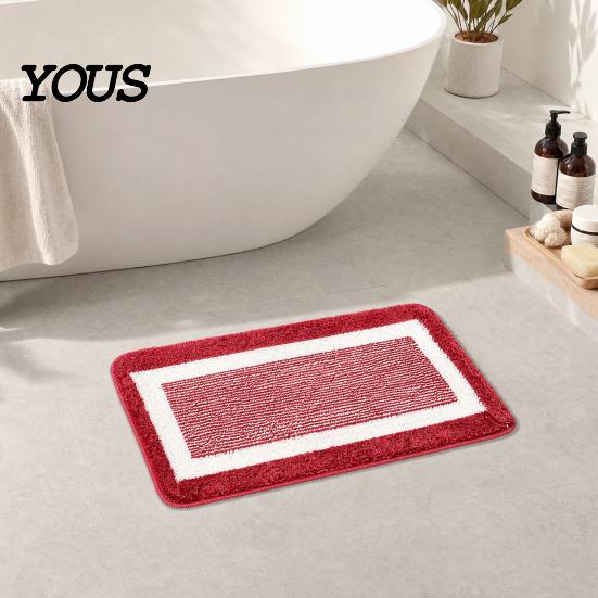 Water Absorbent Bath Mat Bathroom Anti-Slip Mat, Ultra Soft Water-Absorbent Fiber Non-Slip High Elastic Thick Cushioned Floor for Tub Home Decor