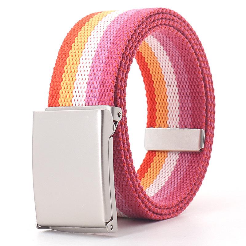 Unisex Canvas Belt with White Iron Buckle for Teens and Adults