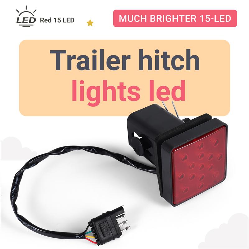NEW-Red 15 LED 2 Inch Trailer Truck Hitch Tow Haul Receiver Cover Brake Light With Pin 12V