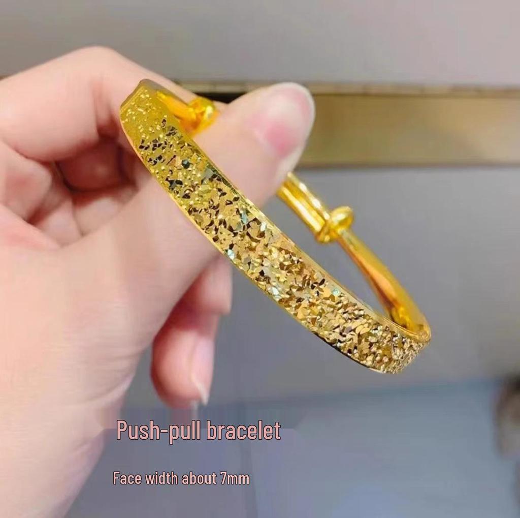 Golden Adjustable Sparkling Bangle Women's Jewelry