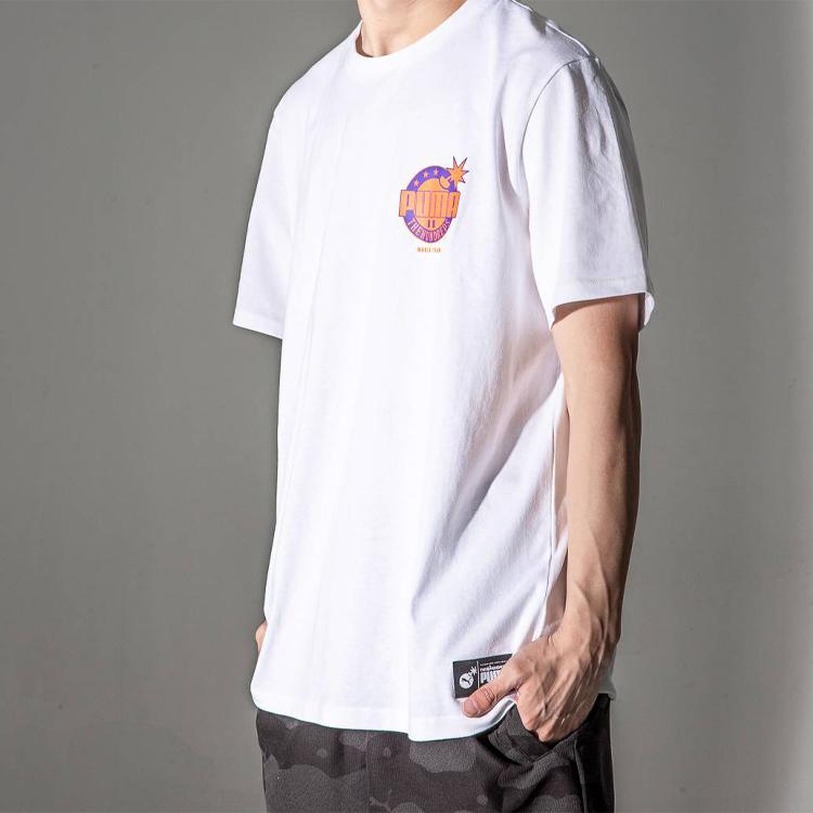 Puma X The Hundreds Logo Print Crew Neck T-Shirt Men Tops White 596750-02