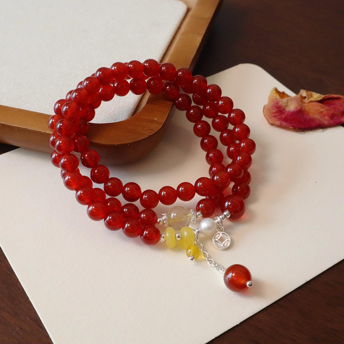 Design three-circle natural agate bracelet bracelet.fashion women daily jewelry gift