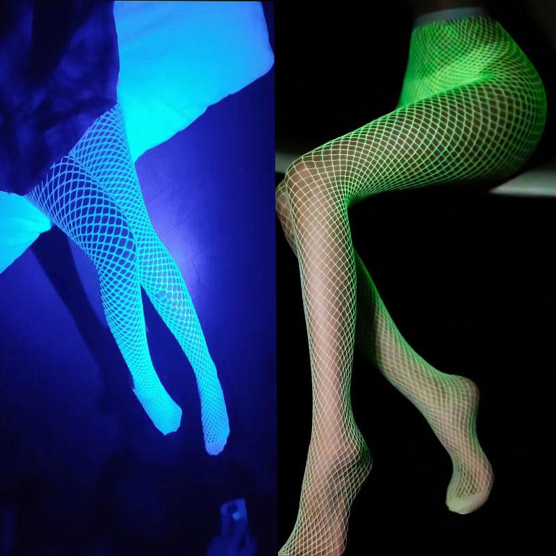 Gothic Harajuku Punk Long Stockings Women Mesh High Tights Lolita Luminous Socks Sexy Pantyhose