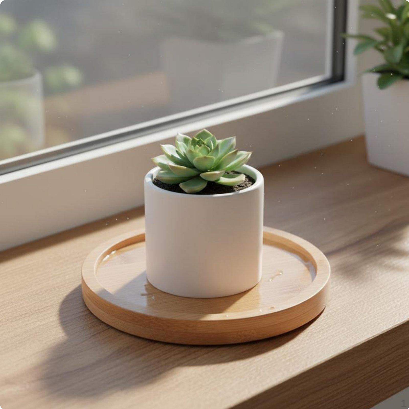 Pot Drainage Tray Multiple Shapes Bamboo Waterproof Round Plant Saucer for Indoor,