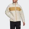 Adidas Colorblock Fleece Warm Logo Sports Stand Collar Jacket for Men, Off-White