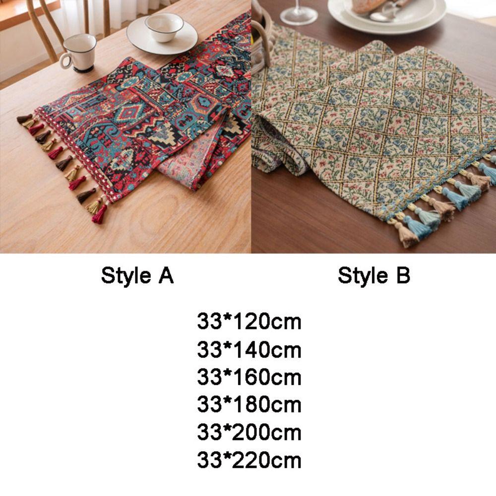Cotton Table Cover with Tassel Tablecloth INS Table Runner  Table Decor