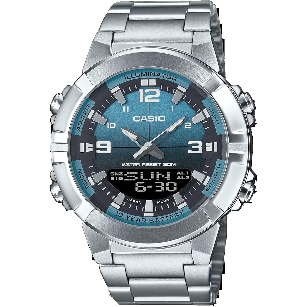 Casio Wristwatch Analog Quartz Stainless Steel Band Water Resistant