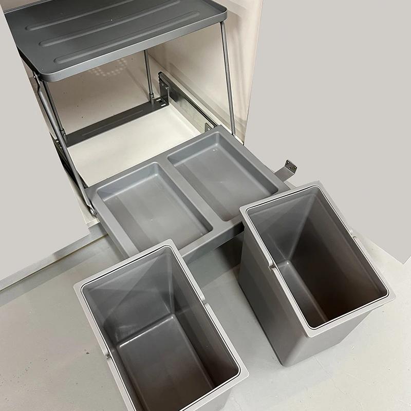 Large Capacity Trash Can Kitchen Recycle Trash Bin Food Waste Garbage Bin Sorting Cleaning Dustbin with Lid Home Accessories