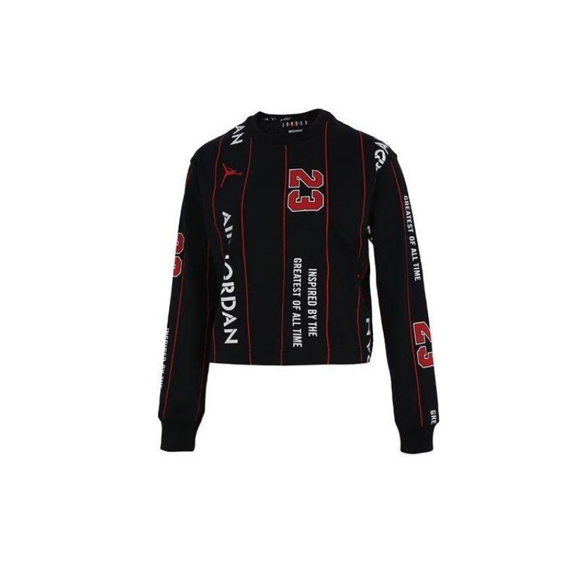 Nike Women s Long-Sleeve Allover Print T-Shirt Black Red DJ2704-010 M