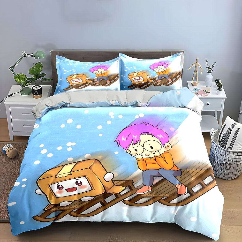 Cartoon Sledding Theme Bedding Set Bedding Duvet Cover Set Duvet Cover Pillowcases (1 * Duvet Cover 2 * Pillowcases, without duvet insert)