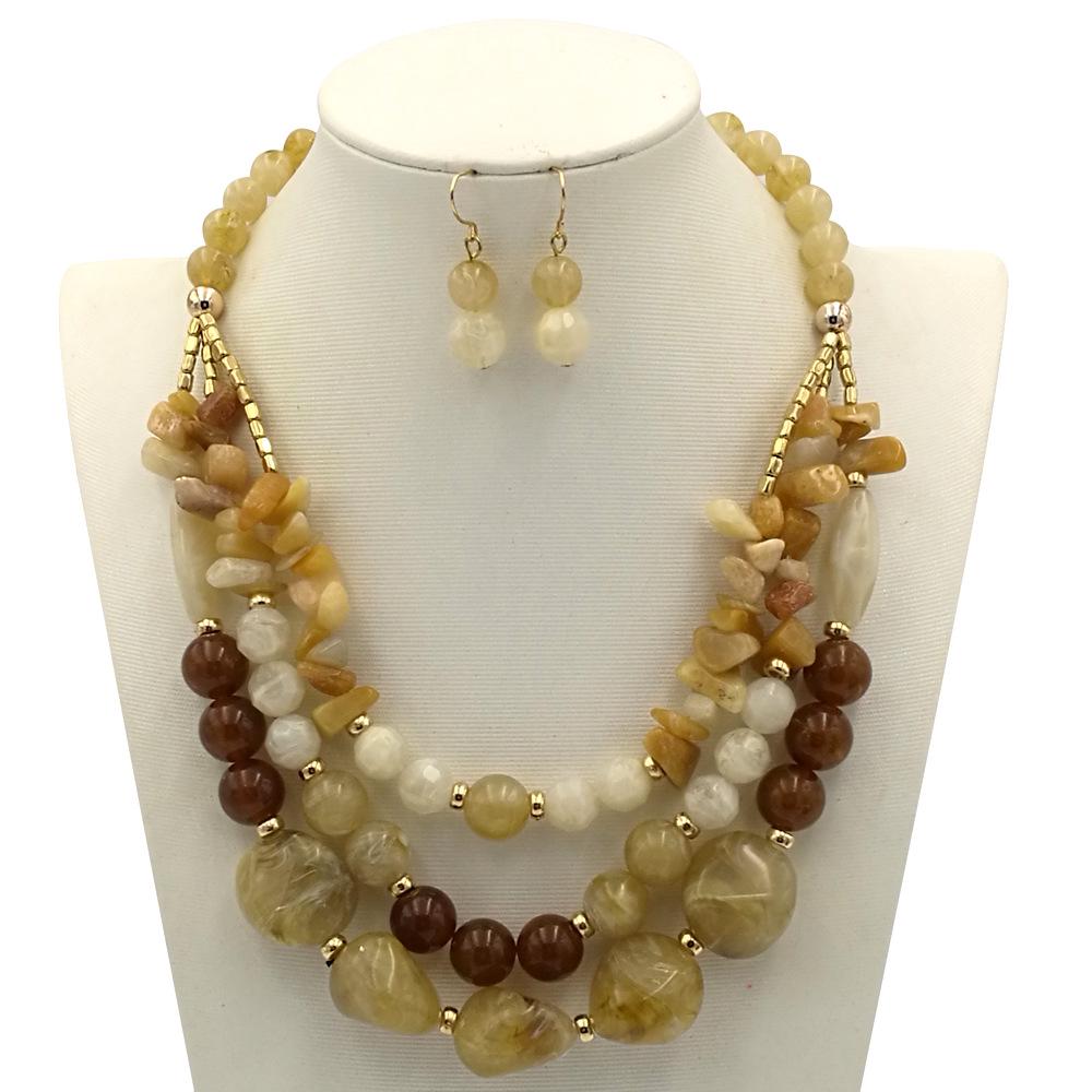 

Jewelry Necklace Exaggerated Two-color Beaded Multi-layer Collarbone Chain