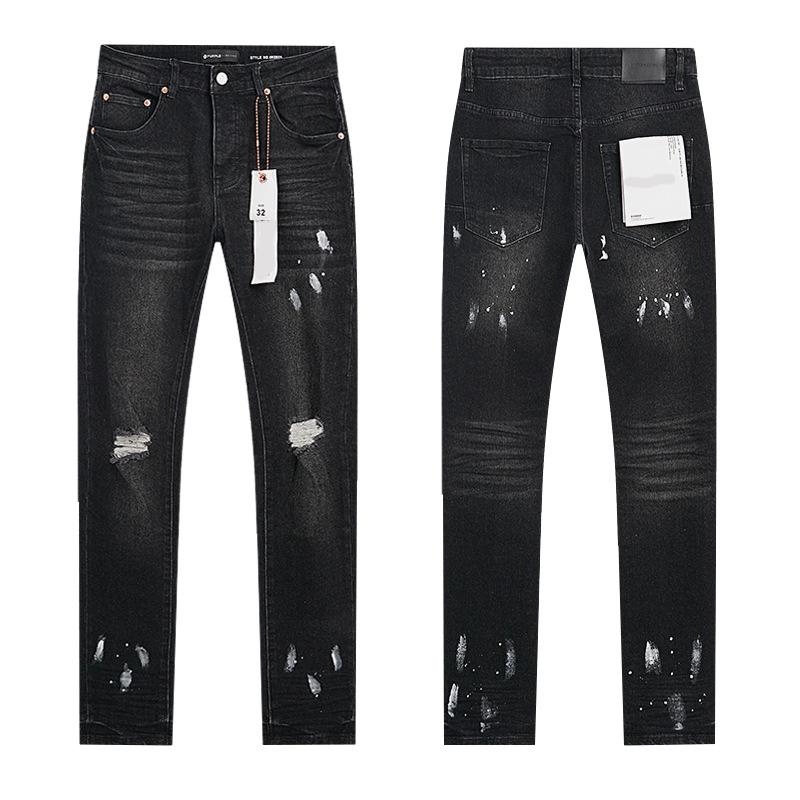 European and American Purple Slim Men's Trendy Light Luxury Elastic Jeans