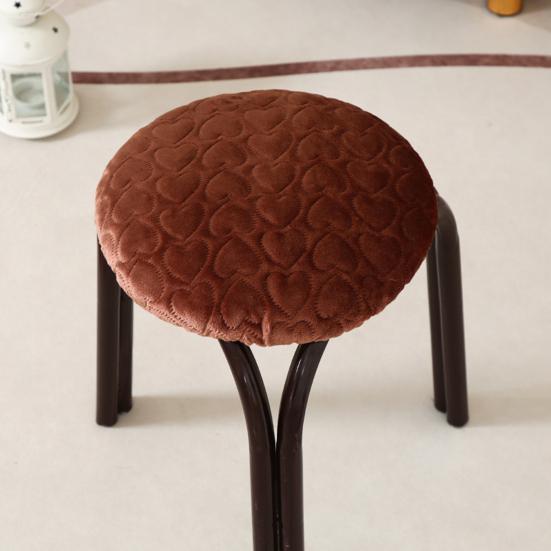 Rund krakkovertrekk Hjertepreget design Myk flanell Elastisk bånd Sklisikker setepute Stoltrekk Krakktilbehør