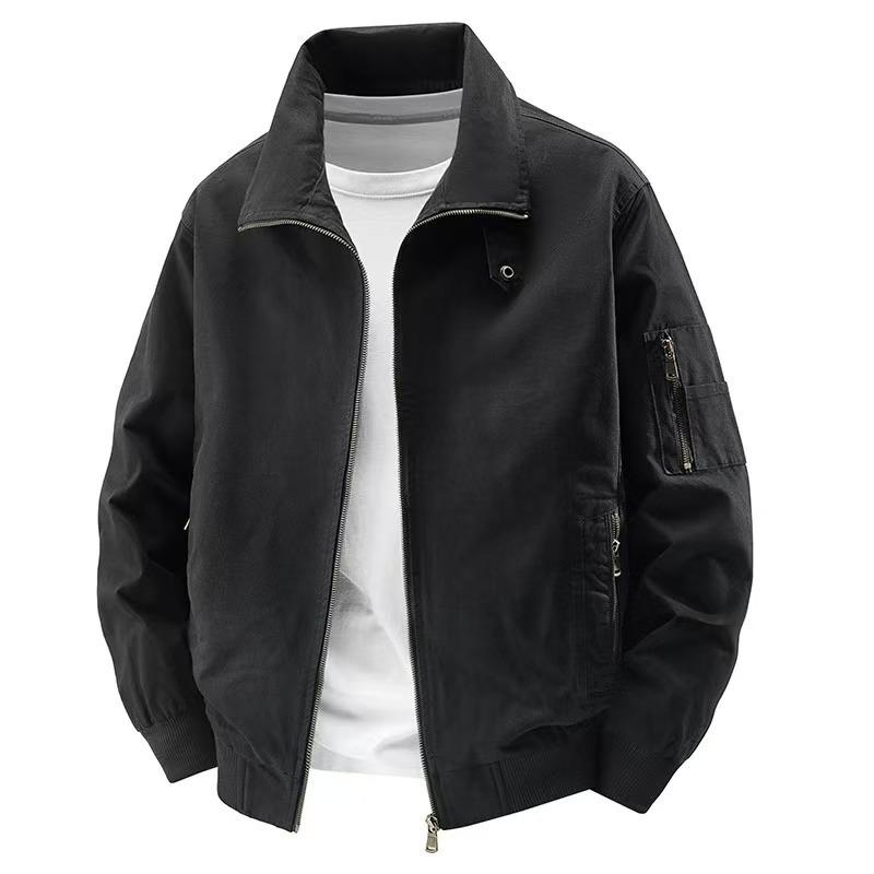 2025 American Style Men's Black Pilot Jacket - Trendy Autumn Heavyweight Streetwear Workwear