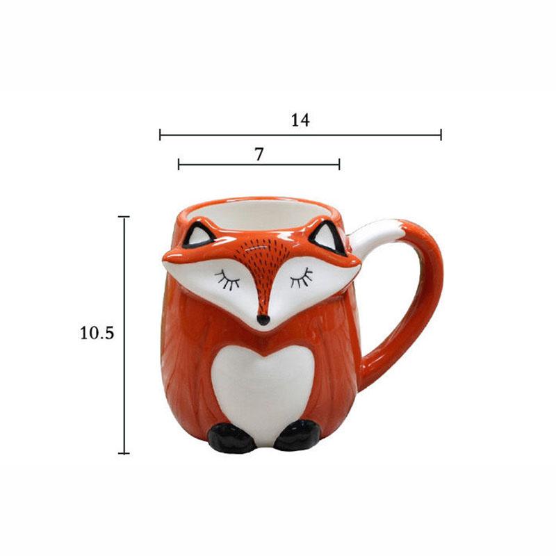 330 ml Keramik-Fuchs-Kaffeetasse mit Deckel, Cartoon-Tierdekoration, Paar-Trinkbecher, einfache Frühstückstasse, Nachmittagsteetasse aus Kamelie