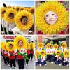 Sunflower Headgear 42cm Funny Performance Props Sunflower Hat Hood for Dance Party Festival Games Kids Costume Accessory