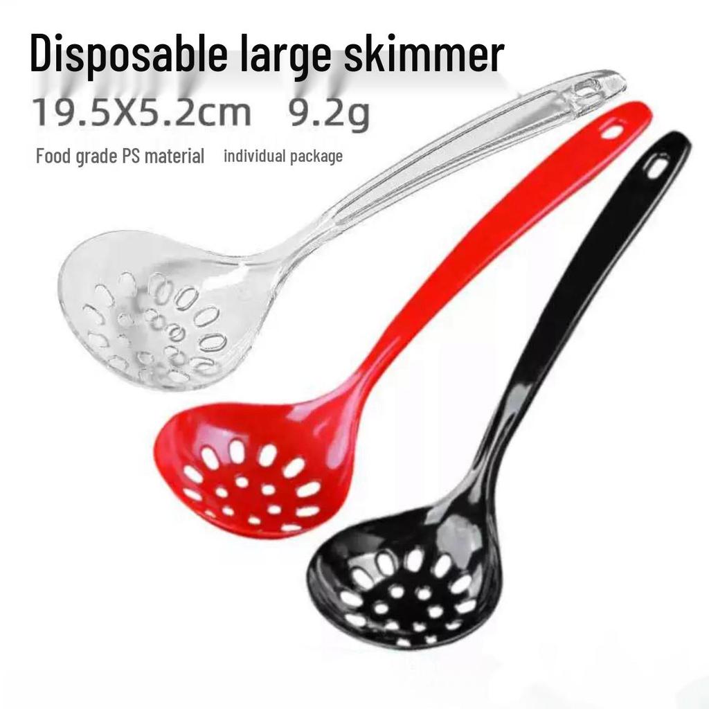 Thickened Long Handle Disposable Plastic Soup Spoon with Colander Design for Takeaway