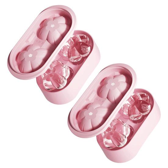 Stampo per Cubetti di Ghiaccio in Silicone a Forma di Fiore di Ciliegio con Coperchio Rilascio Facile Impilabile Salvaspazio per Congelatore Fai-da-Te per Whiskey Cocktail