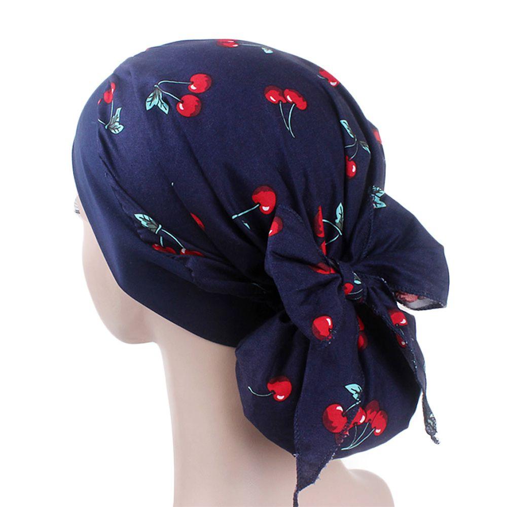 Adjustable Headwear Pre-Tied Printed Chemo Pirate Cap Cancer Head Scarf Hair Loss Hat Muslim Turban EMA