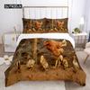 Chicken Duvet Cover Set Cool Animal Pattern Comforter Cover Funny Chicken Pattern Bedding Set Microfiber Wildlife Quilt Cover
