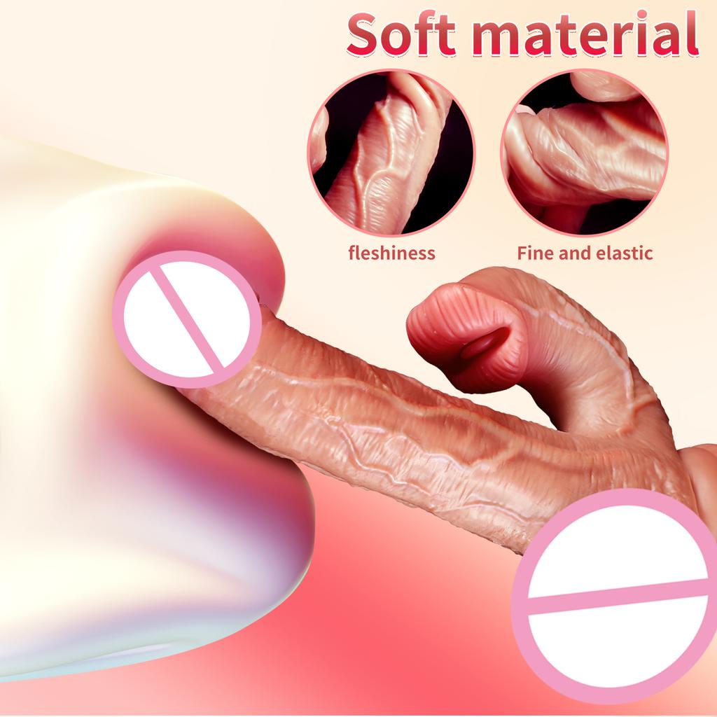 Realistic Dildos Sex Toys Telescopic Heating for Women Masturbation Anal Thrusting Penis Climax Dildo Vibrator G-spot Clitoral and Vaginal Stimulation