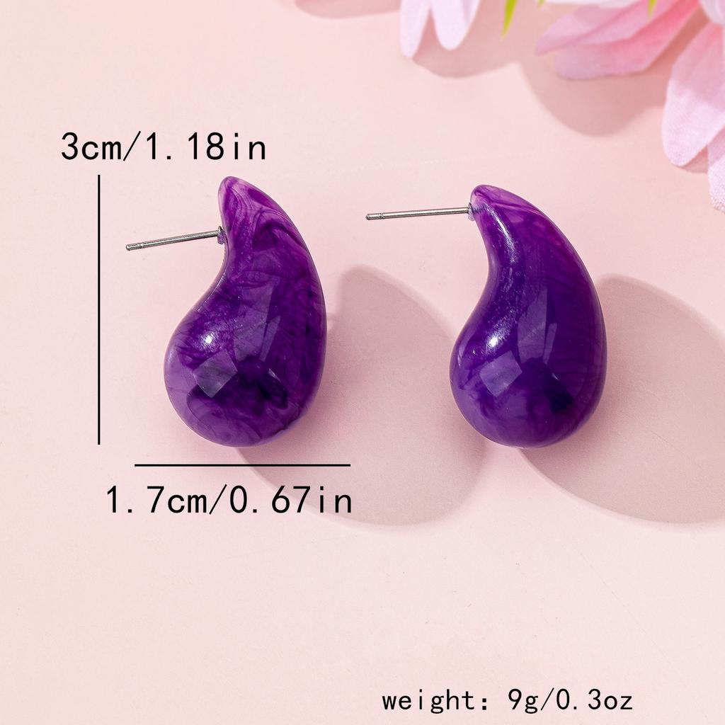 A Pair of Women's Earrings in the Shape of Colorful Water Drops, Made of Acrylic Material, Suitable for Everyday Wear and Vacation Wear
