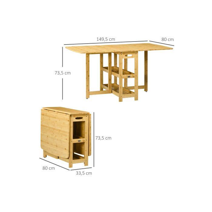 Table de salle à manger - MUVOE - Extensible - Compartiments de rangement - Pieds réglables - 6 places
