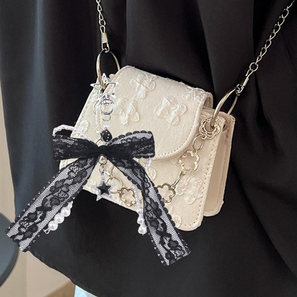 Pearl Bows Bag Charm Pendant Aesthetic Purse Charms Aesthetic keychains Keyring for Women Backpack Purse Handbag Decors