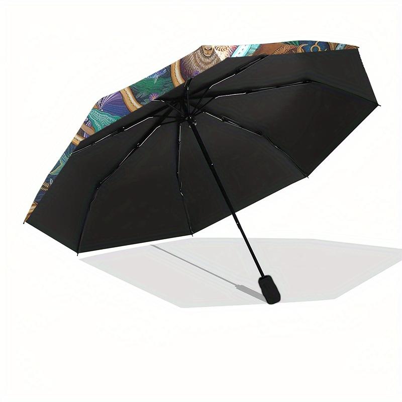 Zodiac Mandala Wall Art: Celestial Harmony DecorUmbrella, Portable 3-Fold Umbrella for Men & Women,Christmas Gift ES82