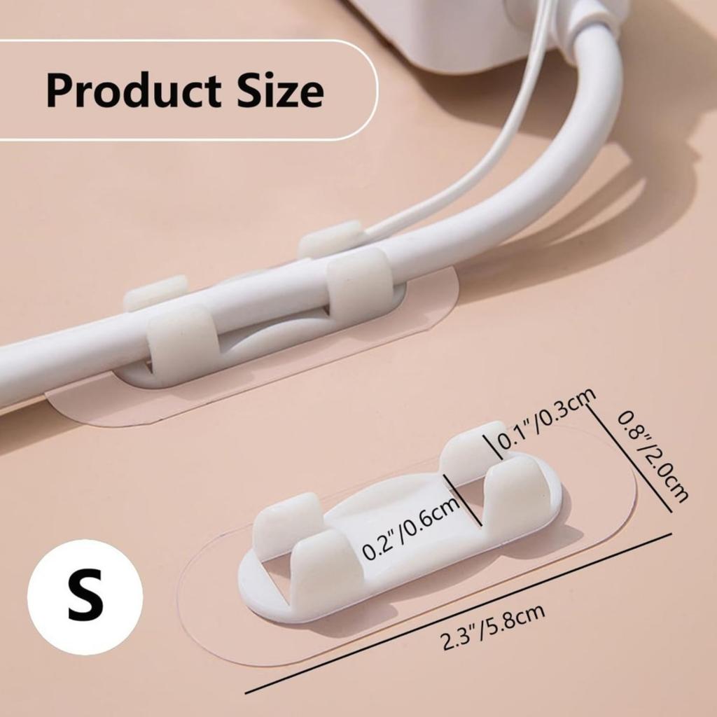 20 Stück Kabelklemmen mit großen Klebeflächen, Kabel-TV-PC-Kabelklemmen, ordentlich aufgeklebt, Organizer für Drähte und Kabel, Weiß