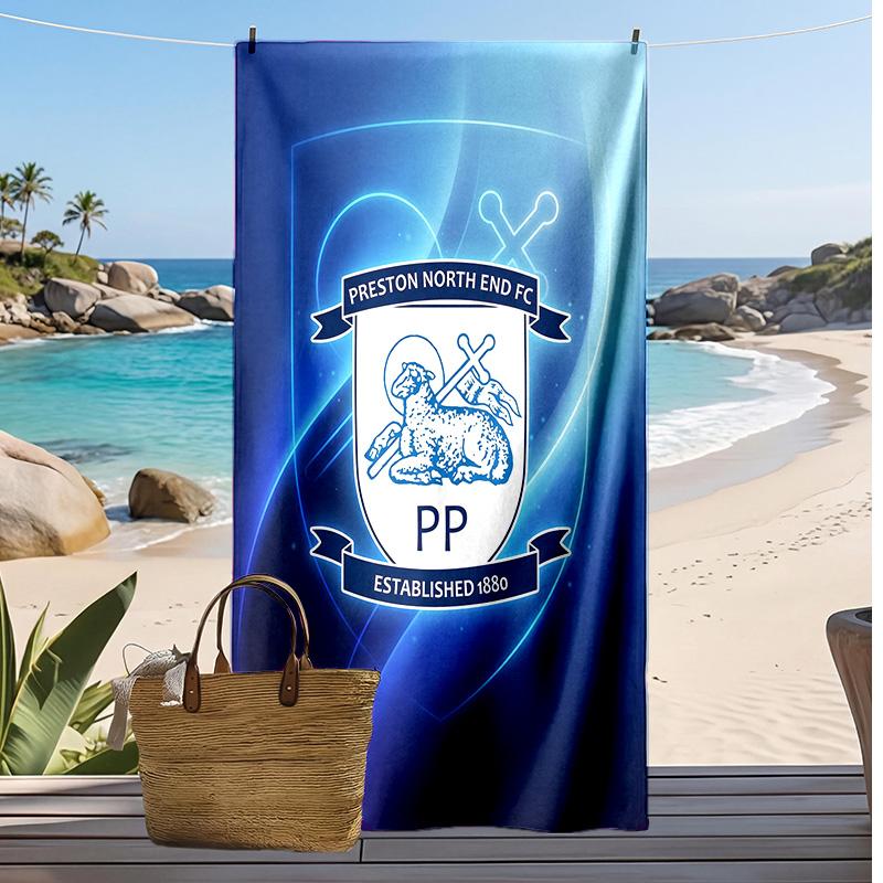 Asciugamano da Spiaggia con Stampa del Preston North End Football Club, Asciugamano Grande Morbido ad Asciugatura Rapida per Spiaggia Campeggio Nuoto