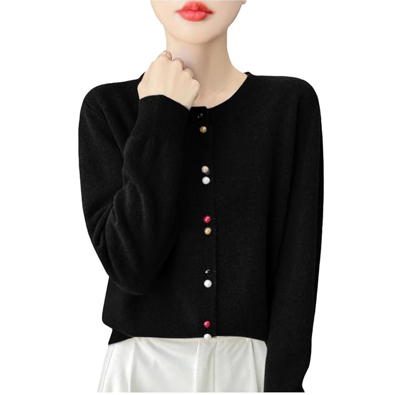 

[ODFMCE] cardigan ladies spring office knit Plain color Beautiful large size (JP, alphabet, XL, black)