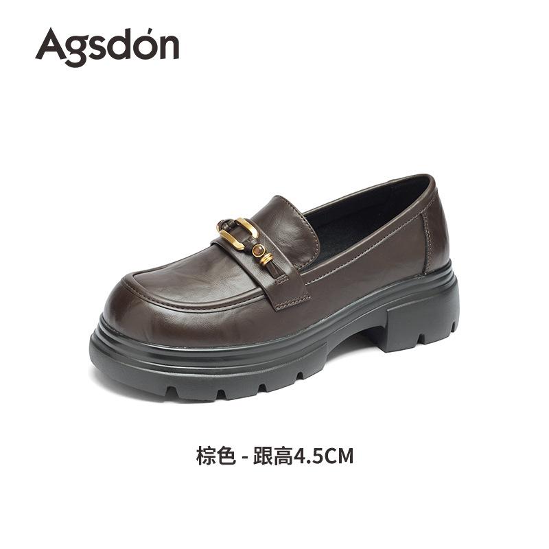 Augustine black loafers women's 2025 new autumn platform casual huge good-looking British small leather shoes