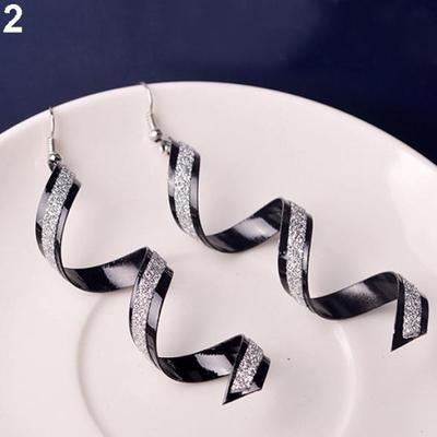 Women's Crystal Stone Twist Spiral Long Dangle Hook Earrings Eardrops Gift