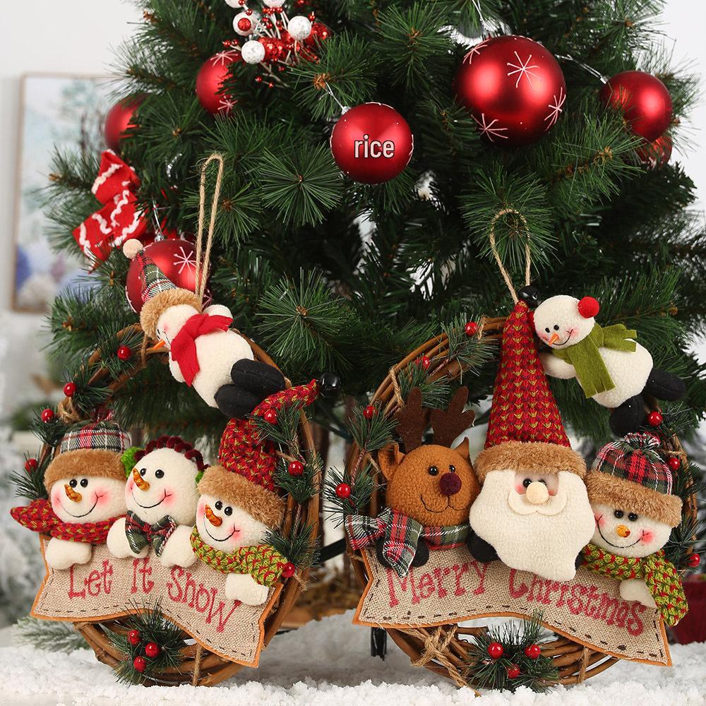 Decorazioni Natalizie Haobei: Ornamenti per Ghirlanda in Rattan: Babbo Natale, Pupazzo di Neve e Renna.