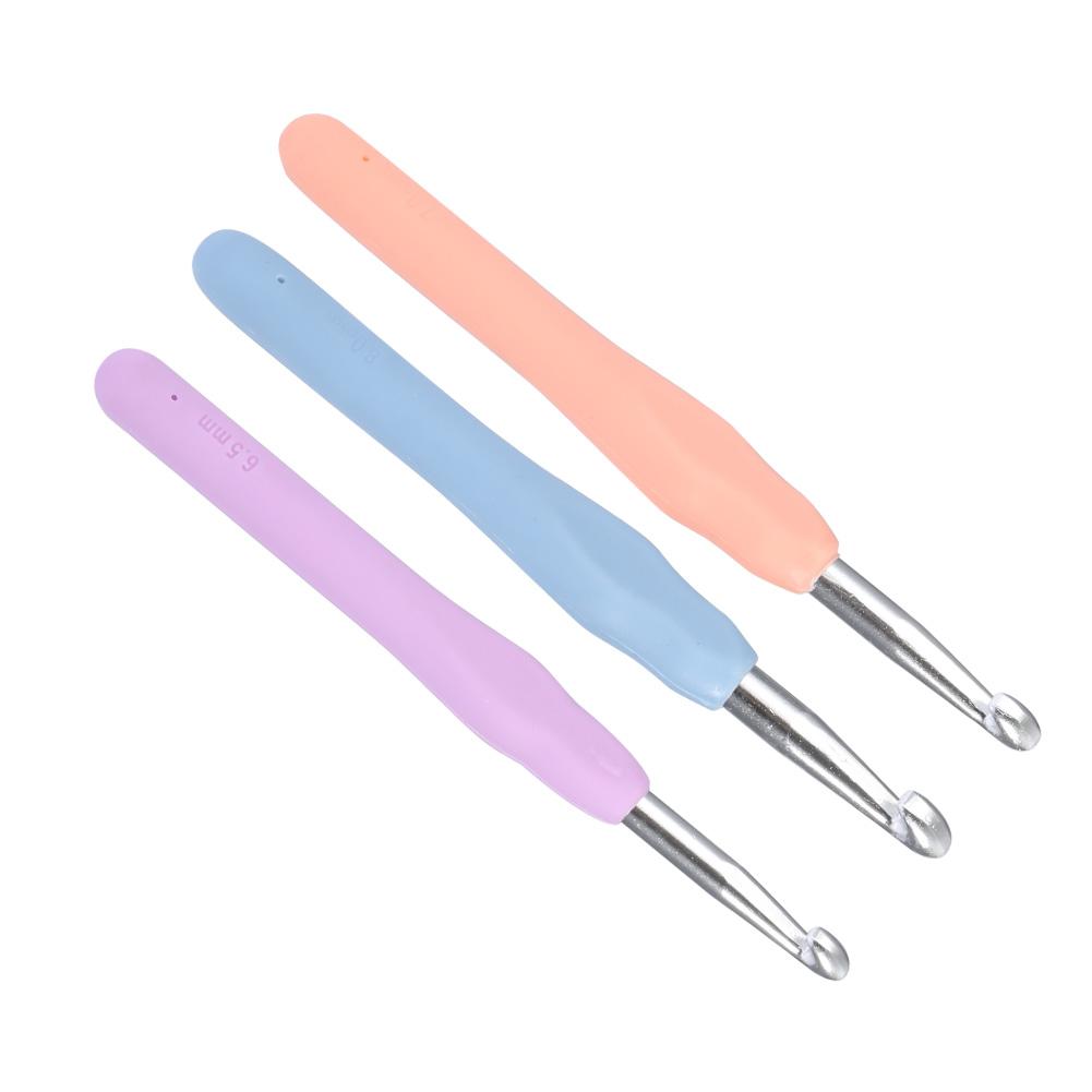 3pcs Aluminum Crochet Hooks Set Smooth Knitting Needles with Soft TPR Handle
