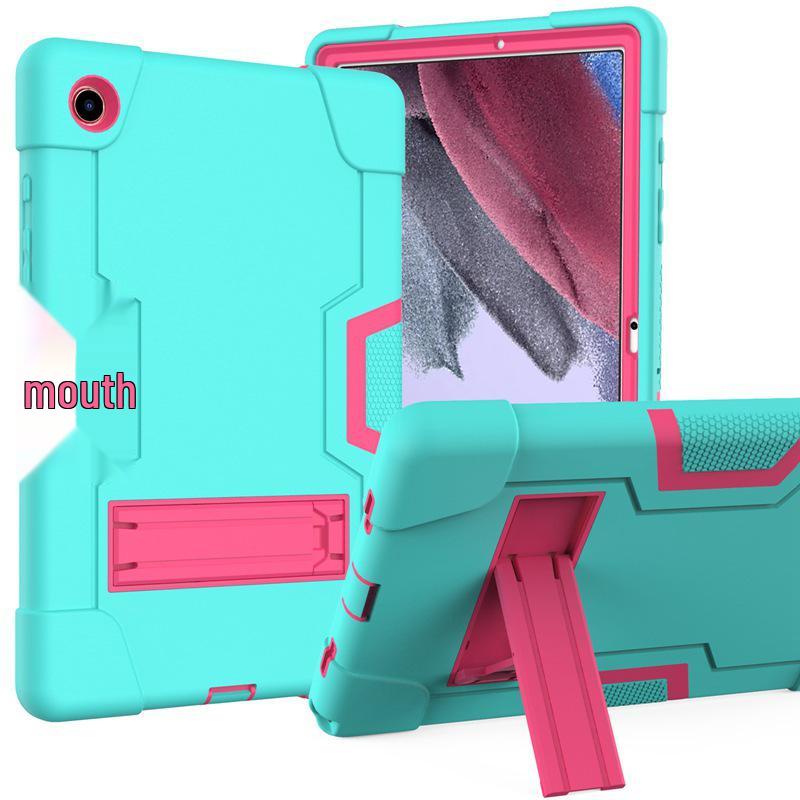 Color Block Protective Case for Samsung Tab A9 Plus - Silicone & PC Three-Proof Drop Protection