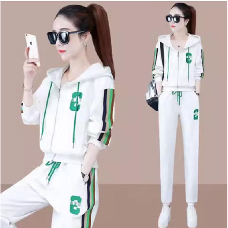 Women's Casual Plus Size Hooded Sports Suit - Spring/Autumn Two-Piece Set with Loose-Fit Long Sleeve Hoodie