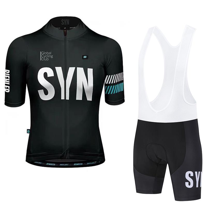 Black Cycling Jersey Men's Cycling Bib Summer Cycling Sportswear Set Polyester Fiber Cycling Short Top Cycling Shorts