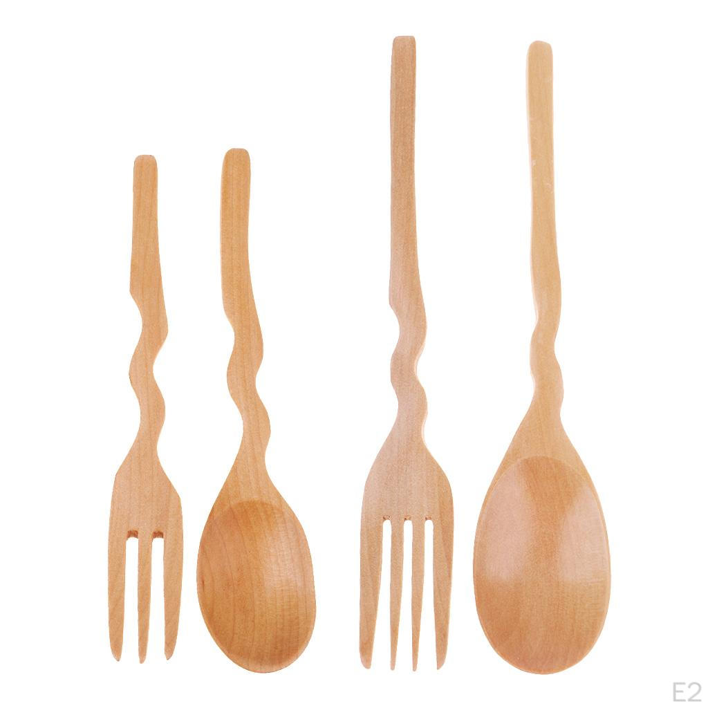 Wooden Dinnerware Set And Fork Dessert Tableware Flatware