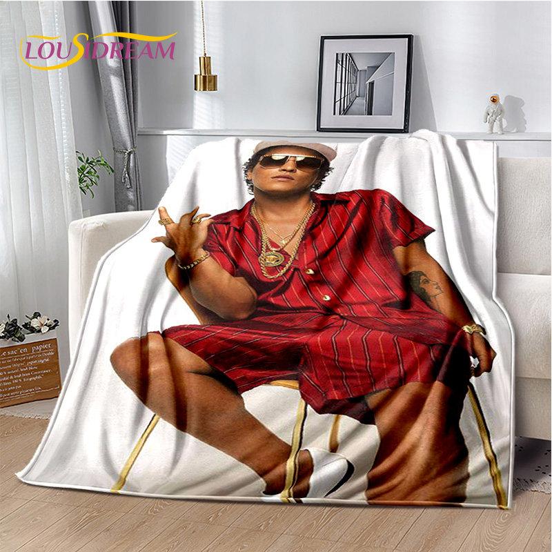 3D HD Bruno Mars Sänger Star Weiche Plüschdecke, Flanelldecke Überwurfdecke für Wohnzimmer Schlafzimmer Bett Sofa Picknick Abdeckung Kinder