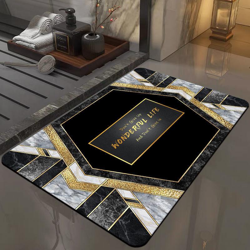 1pc Modern Marble Printed Diatom Mud Carpet Absorbent Quick-drying Bathtub Mat Doorway Decorative Entrance Bathroom Accessories